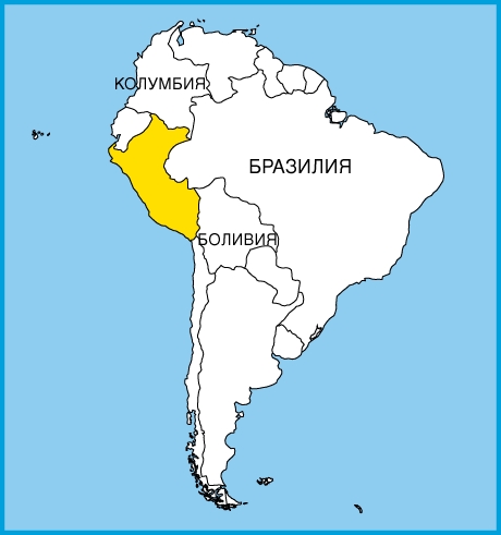 На карте Южной Америки
