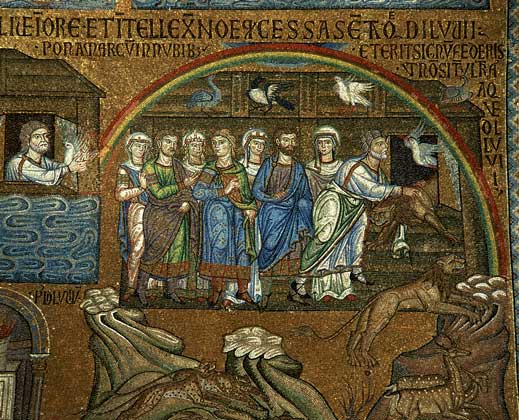 НОЙ посылает голубя. Деталь мозаики 13 в. в соборе Сан Марко (Венеция).