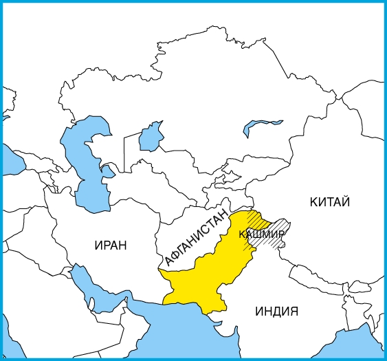 На карте Южной Азии