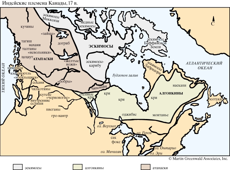 Индейские племена Канады, 17 век.