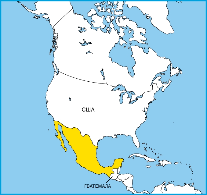 На карте Северной Америки