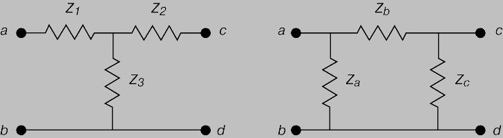 Рис. 5. Т- И П-ОБРАЗНЫЙ ЧЕТЫРЕХПОЛЮСНИКИ эквивалентны при определенных соотношениях параметров (преобразования Т - П и П - Т).