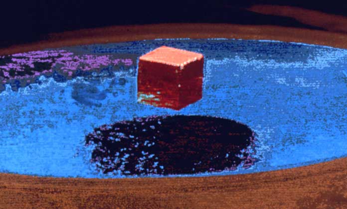 МАГНИТНАЯ ЛЕВИТАЦИЯ. Диск из сверхпроводящего материала отталкивает магнитное поле, что заставляет кубик парить над ним.