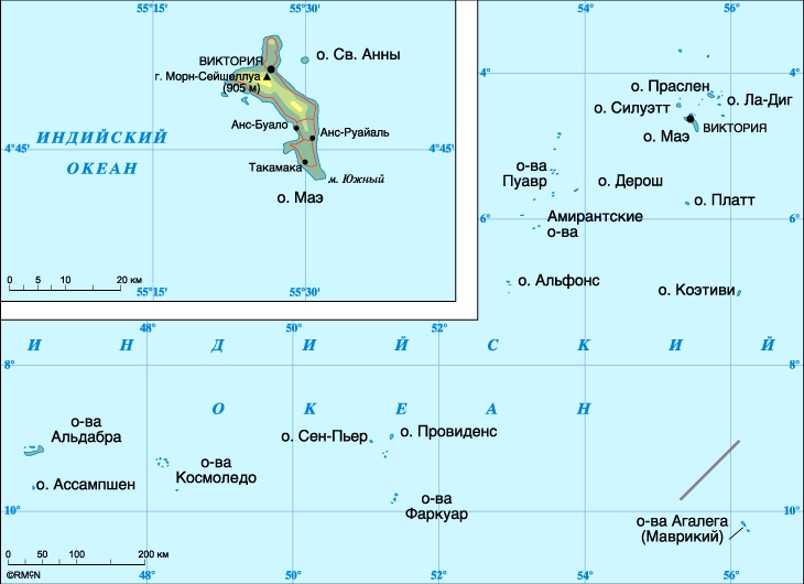 Карта Сейшельских Островов
