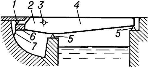 Схема раскрывающегося моста с жёстким прикреплением противовеса.