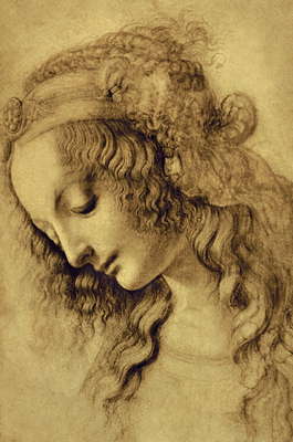 Графика. Женский профиль. Карандашный рисунок Леонардо да Винчи.