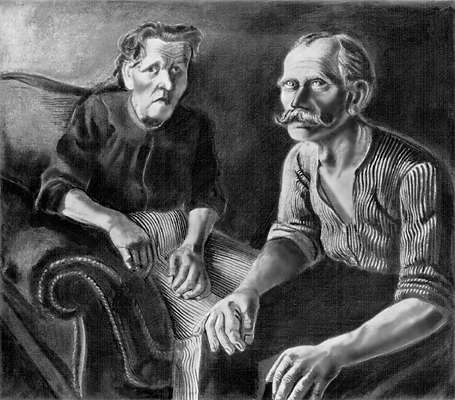 О. Дикс. Портрет родителей. 1921. Публичное художественное собрание. Базель.