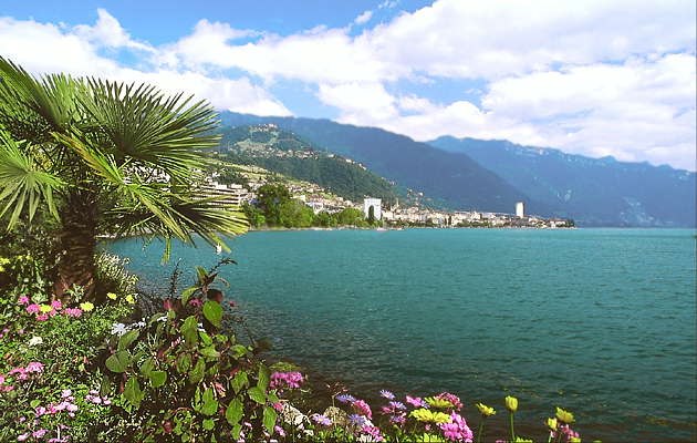 Женева. Вид на озеро и город.