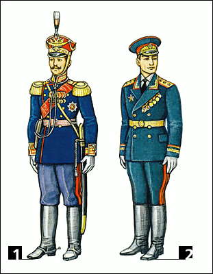 Звания воинские: 1 - генерал от инфантерии, 1913; 2 - генерал-лейтенант Вооруженных Сил СССР, 1969.