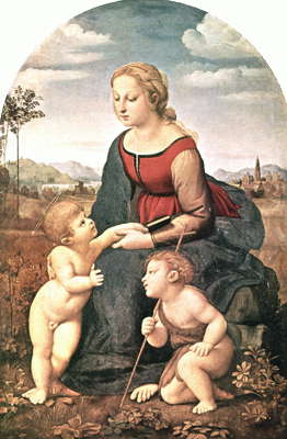 Мадонна. Рафаэль. Мадонна с младенцем и Иоаном Крестителем (Прекрасная садовница). 1507. Лувр.