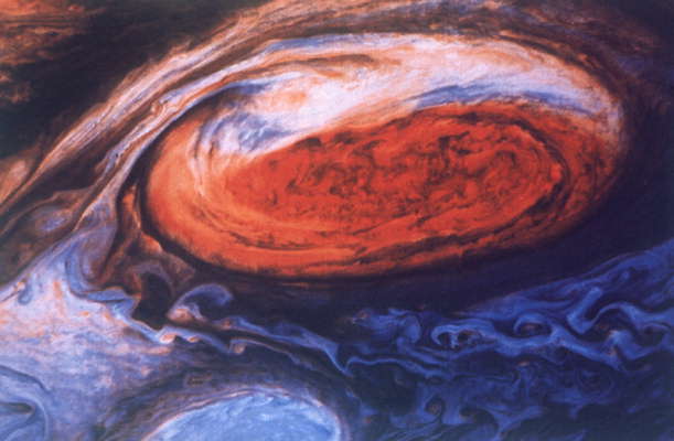 Юпитер. Большое красное пятно - гигантский устойчивый антициклон.