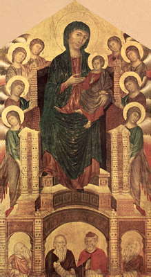 Чимабуэ. Мадонна с ангелами. Ок. 1285. Галерея Уффици.