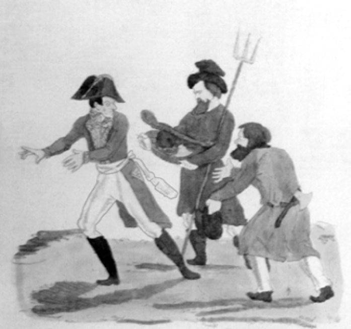 Лубочная картинка. Худ. И. Теребенев. «Хлеб-соль французам». 1812