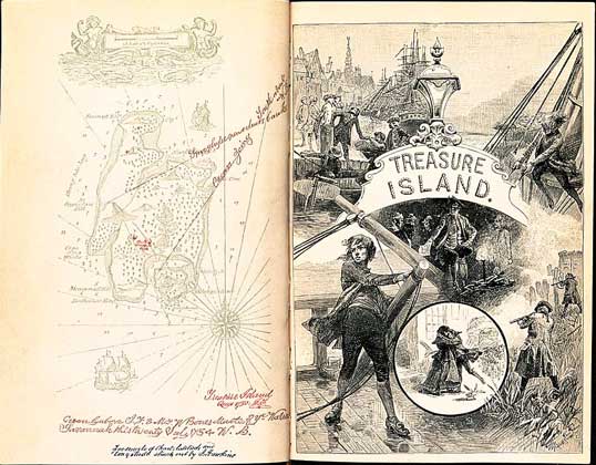 ФРОНТИСПИС первого издания книги Р. Стивенсона Остров сокровищ (1883).