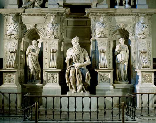 МИКЕЛАНДЖЕЛО БУОНАРРОТИ. СТАТУЯ МОИСЕЯ (центральная фигура гробницы Юлия II)
