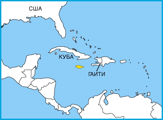 На карте Карибского моря