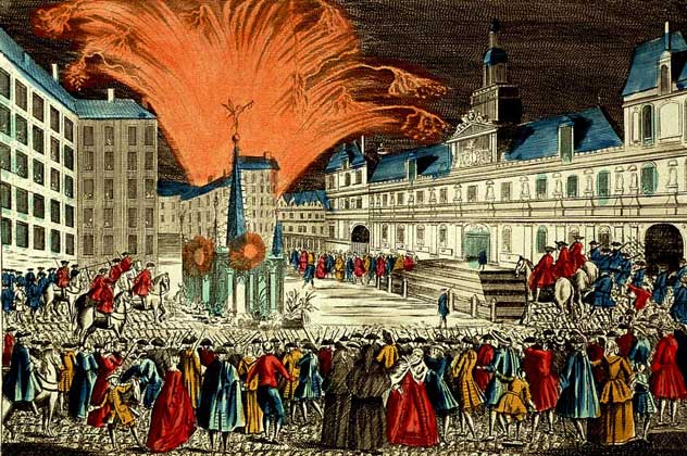 ФЕЙЕРВЕРК в Париже по случаю окончания Семилетней войны (1763).