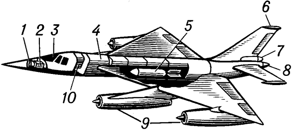 Компоновочная схема современного бомбардировщика.