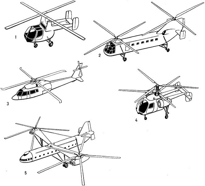 Основные схемы вертолётов.