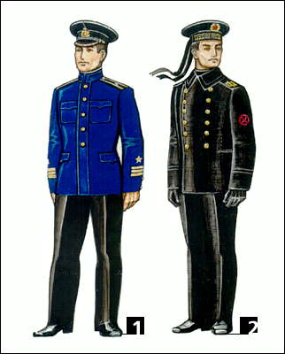Военно-морской флот: 1 - офицер, 1970-90-е гг.; 2 - матрос, 1970-90-е гг.