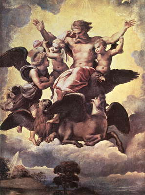 Рафаэль. Видение пророка Иезекииля. Ок. 1518. Галерея Питти. Флоренция.