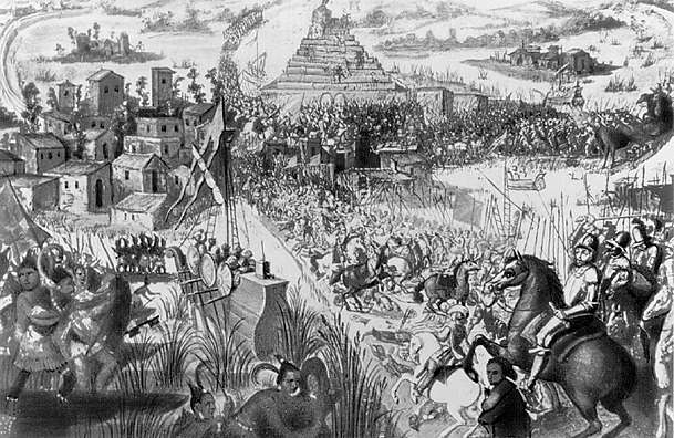 Конкистадоры. Завоевание Мексики Э. Кортесом. Картина неизвестного художника. 17 в.