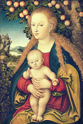 Лукас Кранах Старший. Мадонна с младенцем под яблоней. Эрмитаж.