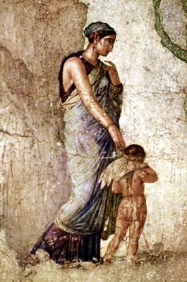 Венера, наказывающая Эроса. Фреска из Помпей. Национальный музей, Неаполь.
