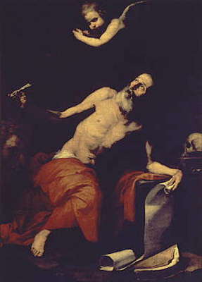 Х. Рибера. Святой Иероним, внимающий звуку трубы. 1626. Эрмитаж.