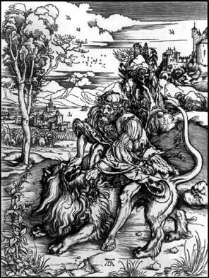 Самсон. Гравюра А. Дюрера Самсон убивает льва. 1496-97. Музей изобразительных искусств им. А.С. Пушкина.