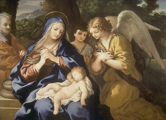 Святое семейство и ангел. Неизвестный итальянский художник.