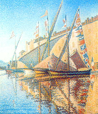 Поль Синьяк. Паpусники в гавани Сент-Тpопез.