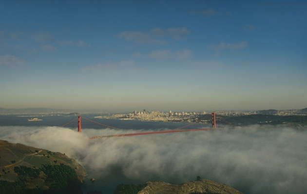 США, Калифорния. Панорама Сан-Франциско и мост Золотые Ворота.