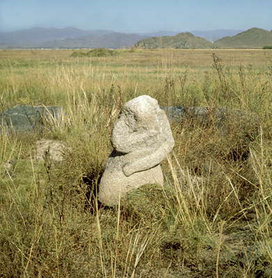 Тува. Каменные идолы в районе пос. Бижиктиг-Хая.