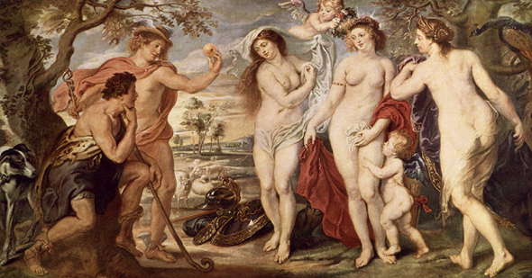 Яблоко раздора. Суд Париса. Картина П.П. Рубенса. 1638-39. Прадо.