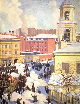 Февральская революция. Б.М. Кустодиев. 27 февраля 1917 г.. 1917. Третьяковская галерея.