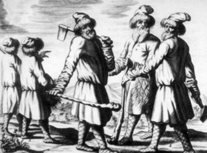 Русские крестьяне. Гравюра из книги А. Олеария