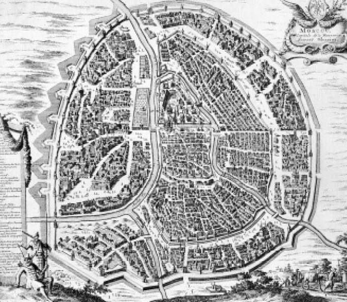 План Москвы из книги А. Олеария. 1630-е гг.