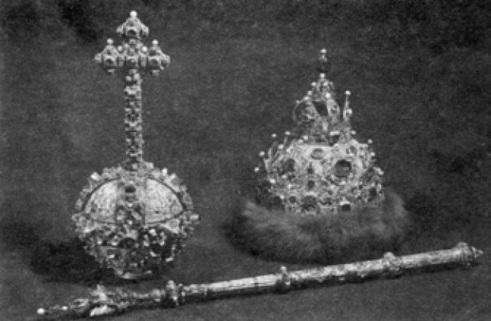 Скипетр, держава и венец Большого наряда царя Михаила Федоровича. 1627-28