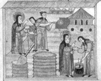 Выпечка хлеба. Миниатюра. 1648